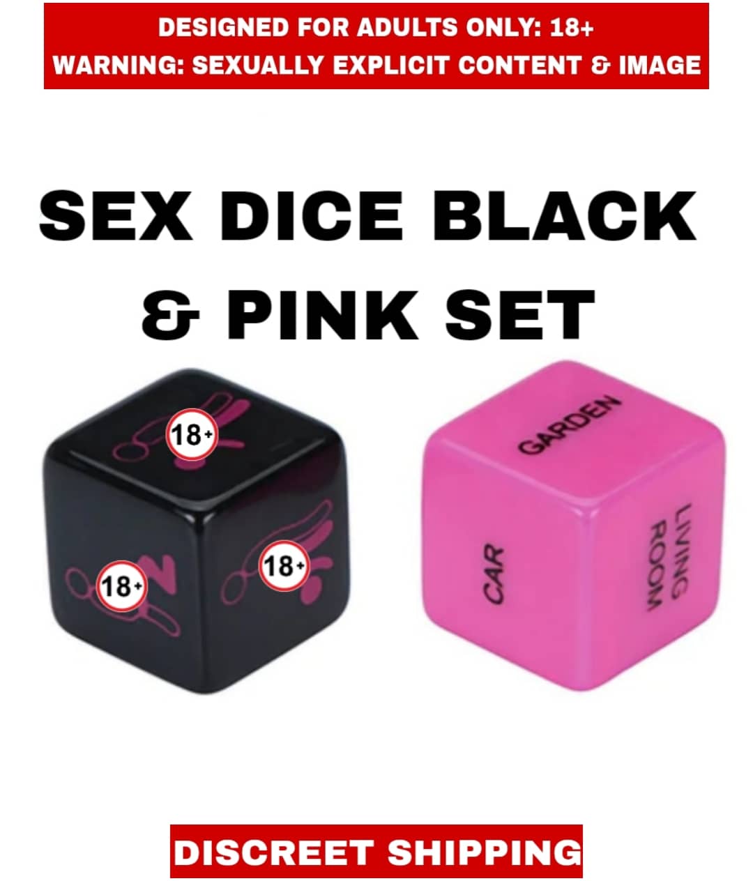 ADULT SEX TOYS FUNNY GAMES DICE BLACK & PINK SET For Couples