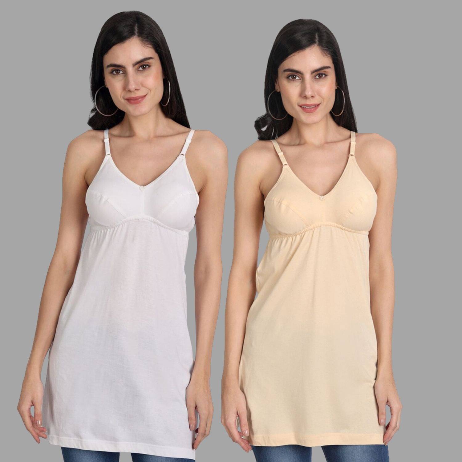     			AIMLY Cotton Camisoles - Beige Pack of 2