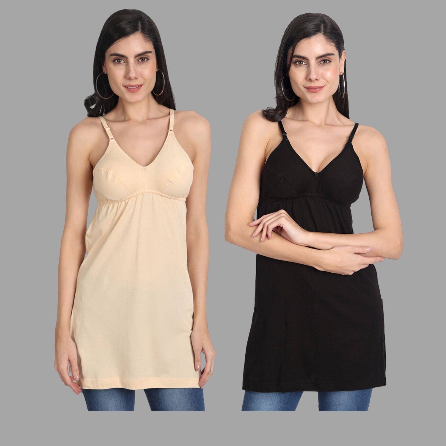 AIMLY Cotton Camisoles - Black Pack of 2 AIMLY Cotton Camisoles - Black Pack of 2