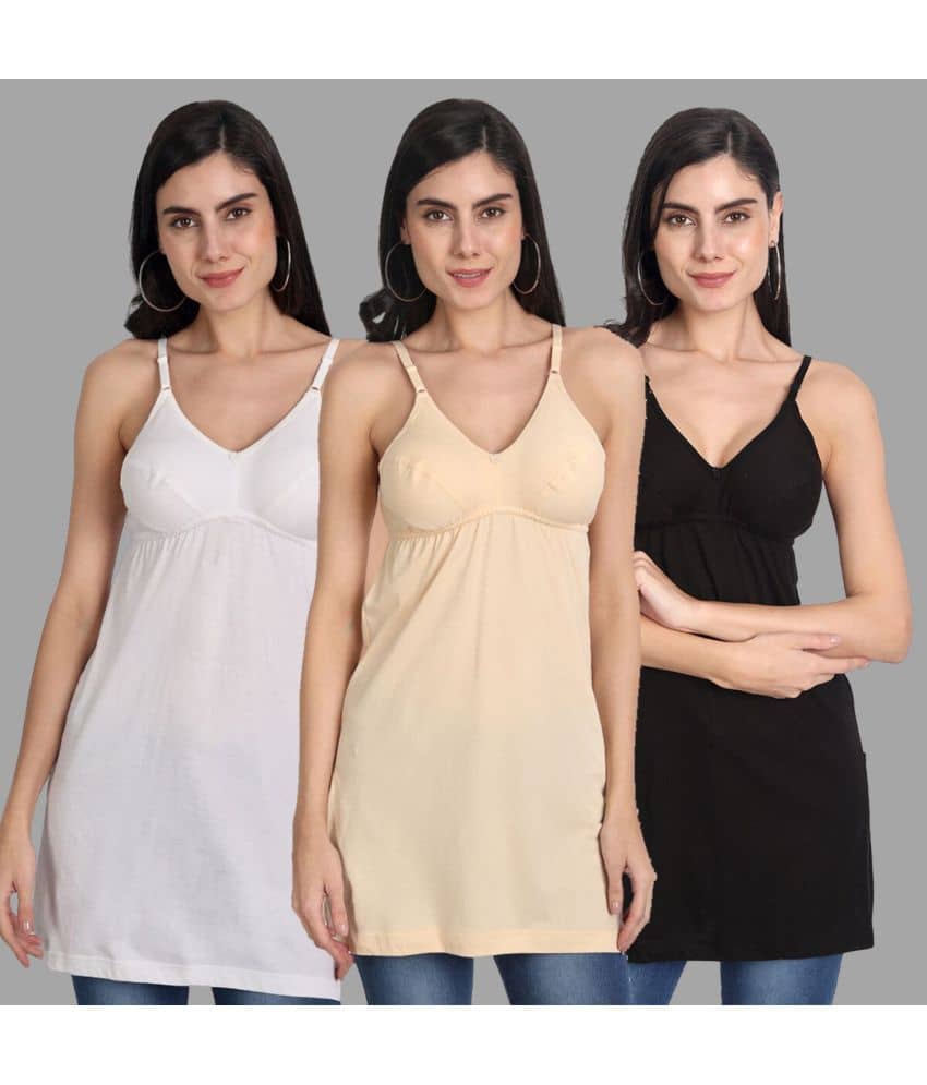 AIMLY Cotton Camisoles - Multi Color Pack of 3