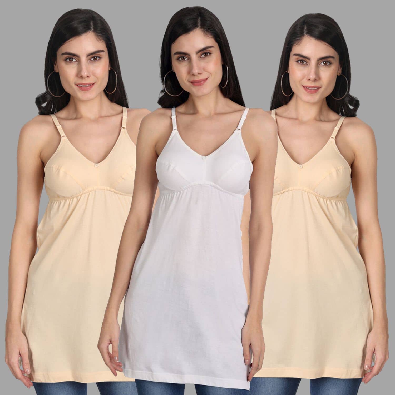 AIMLY Cotton Camisoles - White Pack of 3