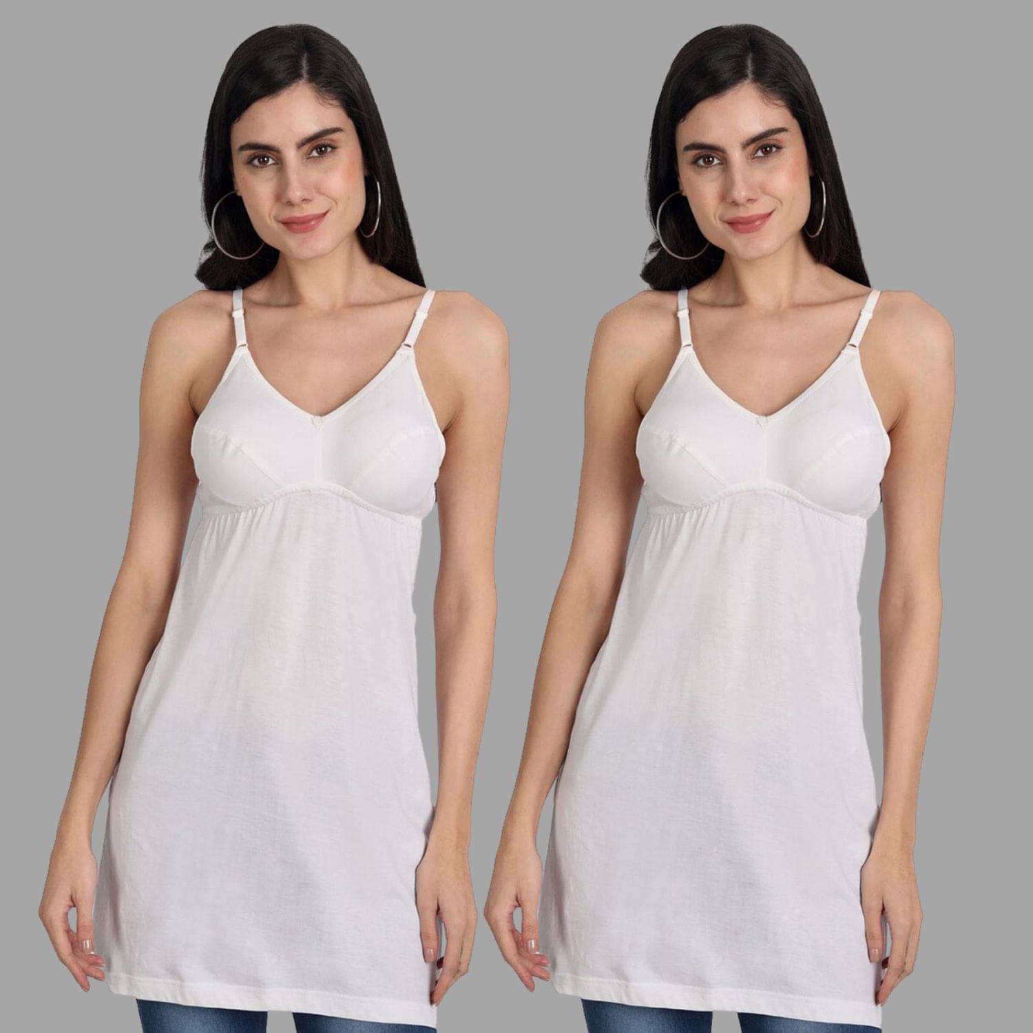 AIMLY Cotton Camisoles - White Pack of 2     			AIMLY Cotton Camisoles - White Pack of 2