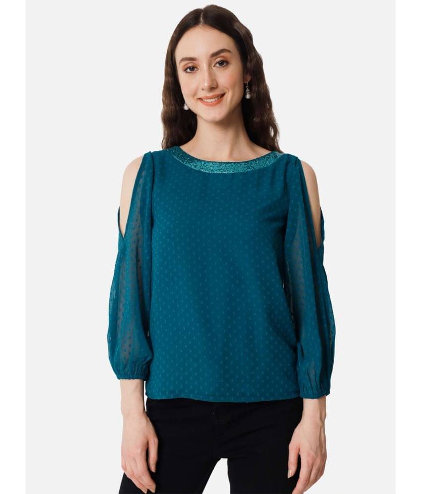 ALL WAYS YOU - Blue Georgette Women's Regular Top ( Pack of 1 )     			ALL WAYS YOU - Blue Georgette Women's Regular Top ( Pack of 1 )