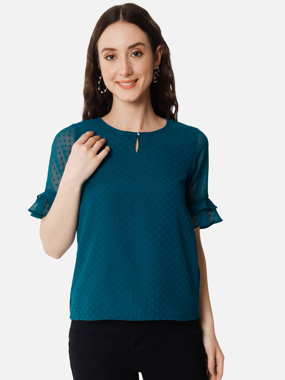 ALL WAYS YOU Women's Georgette Regular Top ( Blue )
