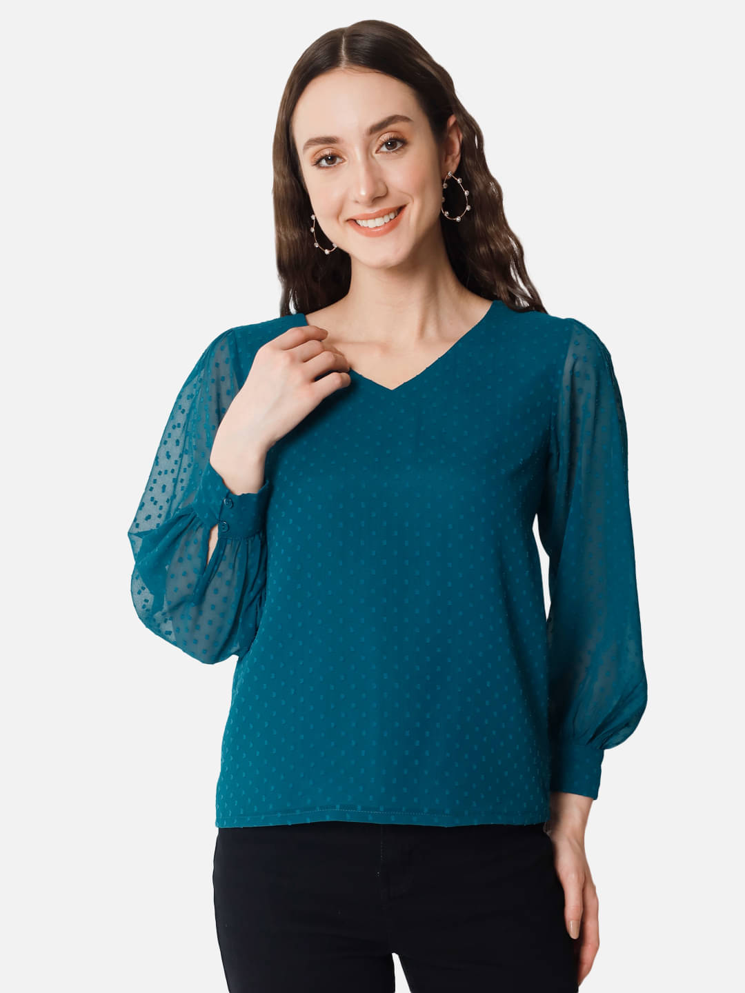 ALL WAYS YOU Women's Georgette Regular Top ( Blue ) ALL WAYS YOU Women's Georgette Regular Top ( Blue )