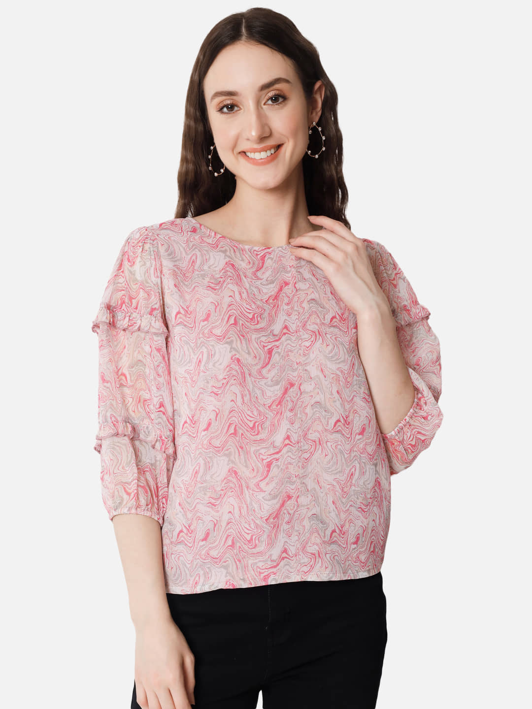 ALL WAYS YOU Women's Georgette Regular Top ( Pink )