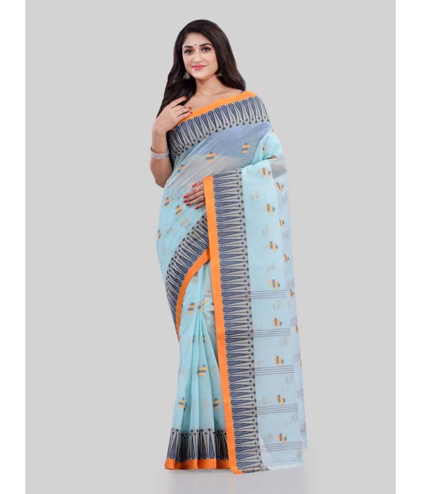    			Desh Bidesh Cotton Striped Saree Without Blouse Piece ( Light Blue )