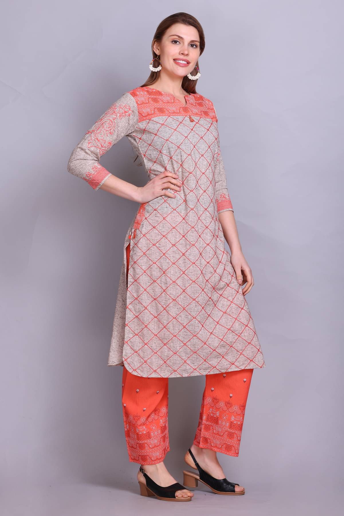     			ELTHIA - Grey Cotton Women's Straight Kurti ( Pack of 1 )