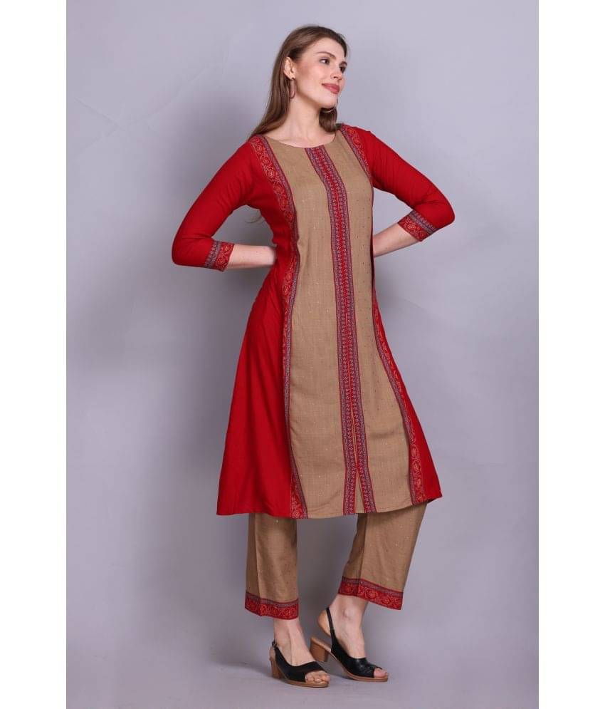 ELTHIA - Maroon Cotton Women's A-line Kurti ( Pack of 1 )     			ELTHIA - Maroon Cotton Women's A-line Kurti ( Pack of 1 )