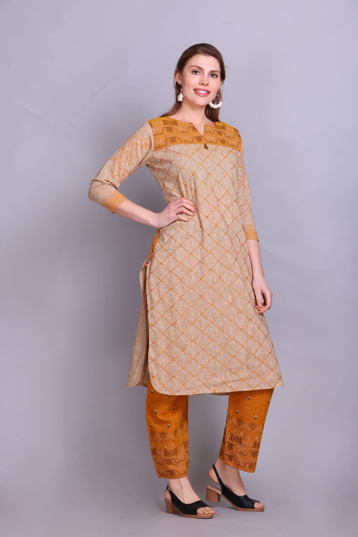 ELTHIA - Grey Cotton Women's Straight Kurti ( Pack of 1 ) - Kurtis, Tunics | Buy online on ZillyBuy