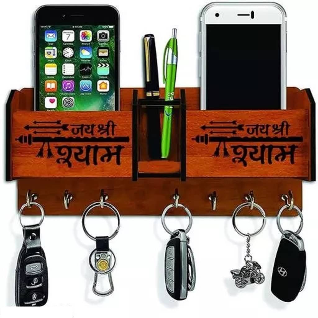     			KP CRAFT Multicolour Wood Keychain Holder - Pack of 1