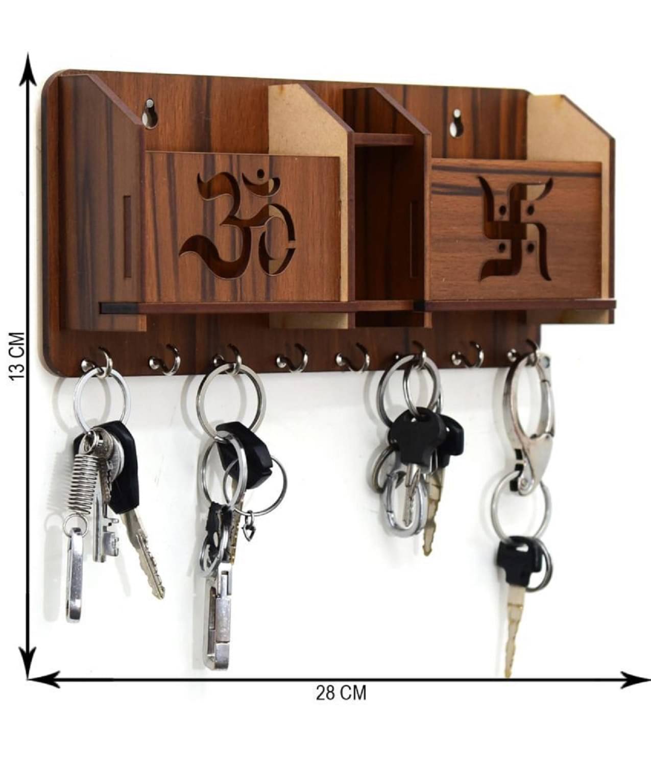     			KP CRAFT Multicolour Wood Keychain Holder - Pack of 1