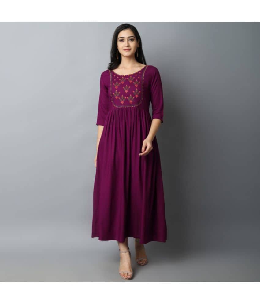 KRISKA - Mustard Rayon Women's Flared Kurti ( Pack of 1 ) - Kurtis, Tunics | Buy online on ZillyBuy