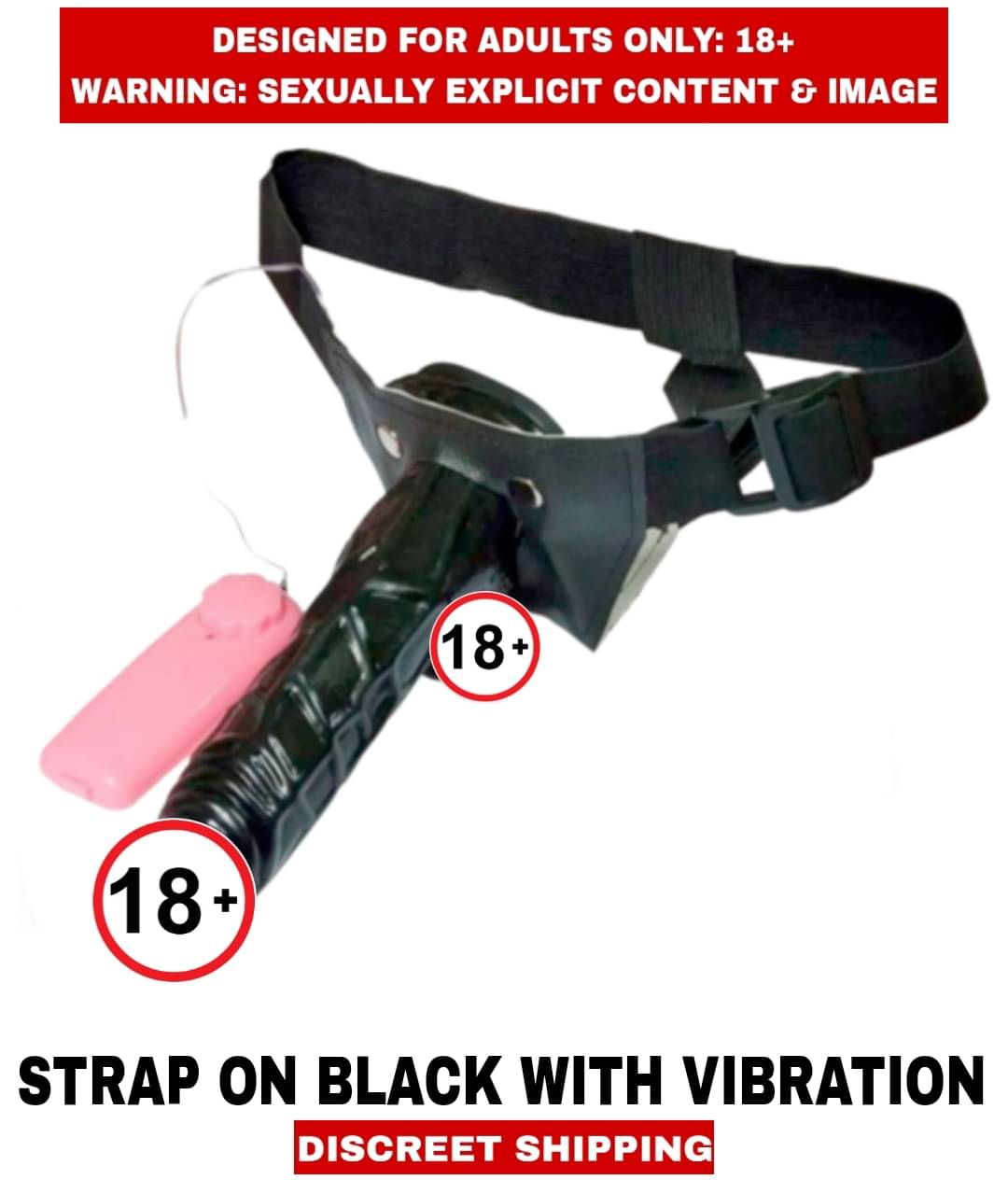     			MALE ADULT SEX TOYS ADAM STRAP ON HOLLOW BLACK SOLID DILDO with REMOTE CONTROLLER VIBRATION For Men