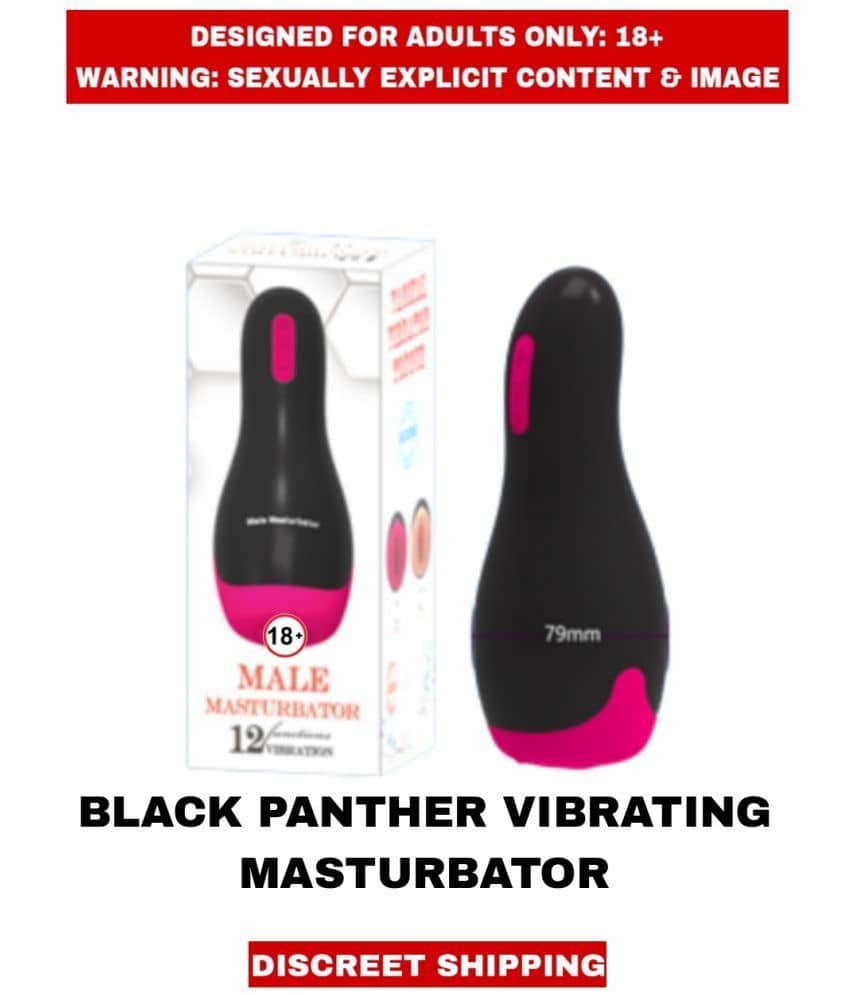 MALE ADULT SEX TOYS BLACK PANTHER PREMIUM VIBRATING MALE MASTURBATOR  WITH HEATING AND VOICE For Men