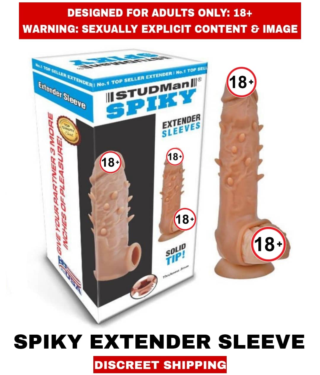 MALE ADULT SEX TOYS SPICKY DOUBLE HOLE PENIS EXTENDER REUSABLE CHOCOLATE SLEEVE For Men