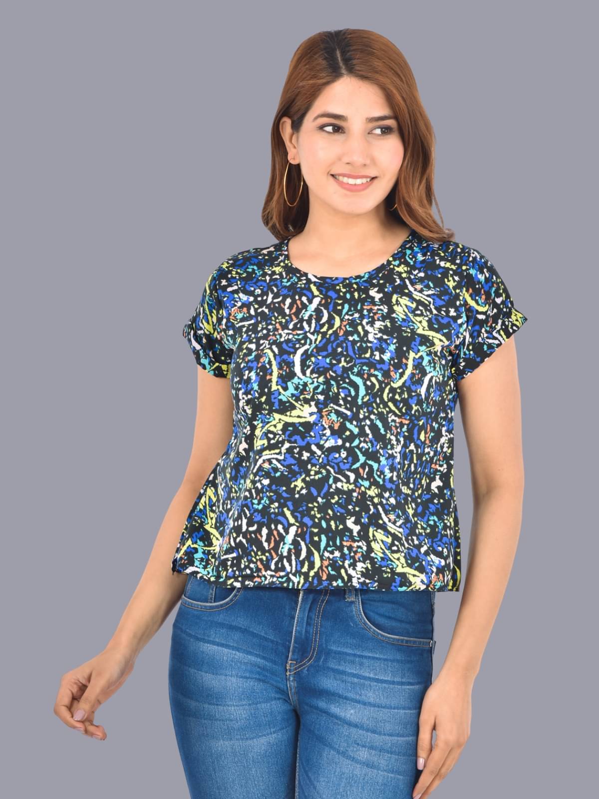     			QuaClo Women's Cotton Regular Top ( Multi Color )