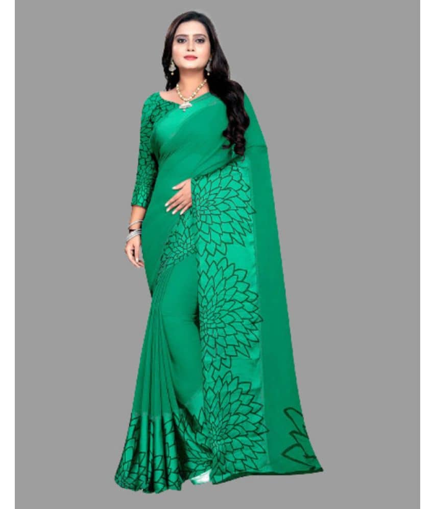 Sanjana Silk Georgette Printed Saree With Unstitched Blouse Piece ( Magenta ) - Sarees | Buy online on ZillyBuy