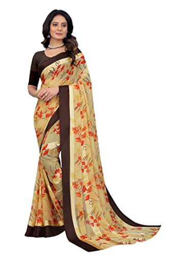 Sanjana Silk Georgette Printed Saree With Unstitched Blouse Piece ( Yellow ) Sanjana Silk Georgette Printed Saree With Unstitched Blouse Piece ( Yellow )