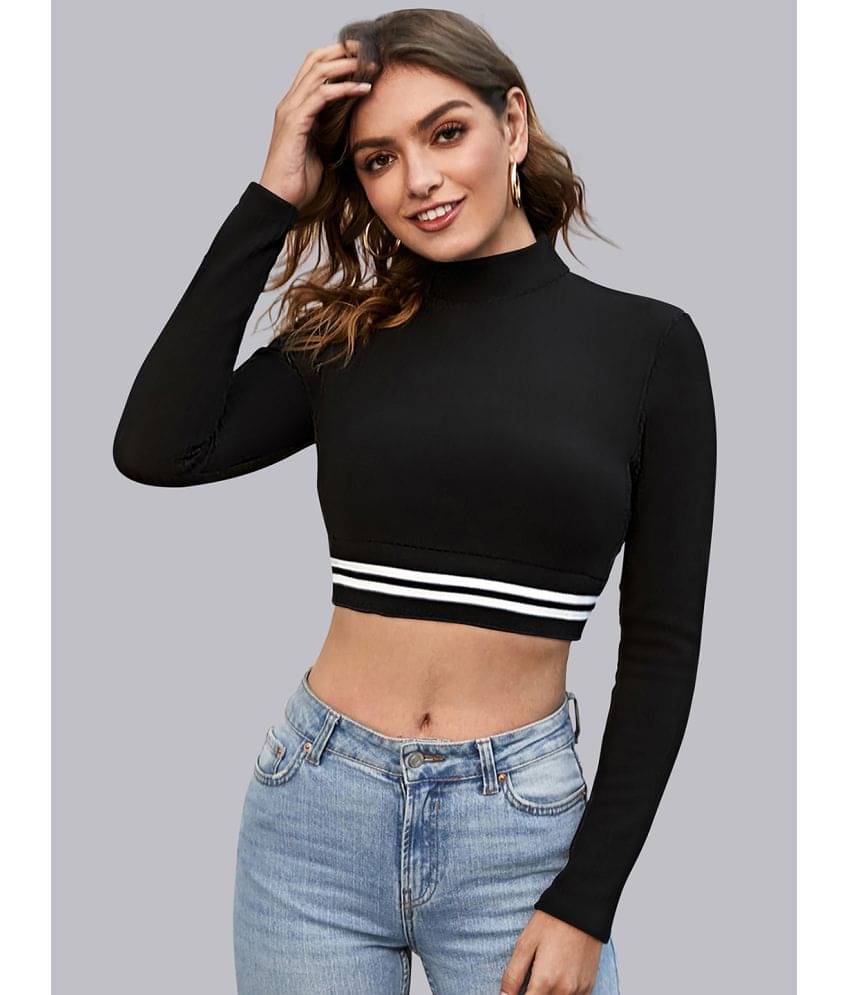 Sanjana Silks - Black Polyester Women's Crop Top ( Pack of 1 ) Sanjana Silks - Black Polyester Women's Crop Top ( Pack of 1 )