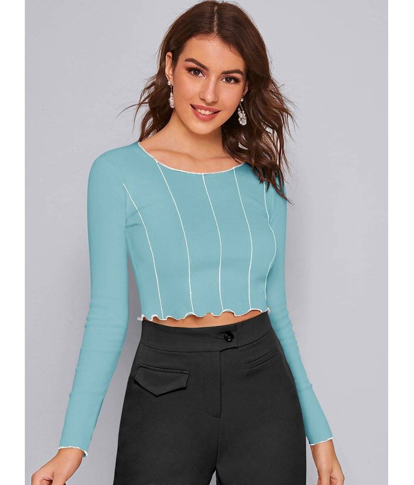 Sanjana Silks - Turquoise Polyester Women's Crop Top ( Pack of 1 )     			Sanjana Silks - Turquoise Polyester Women's Crop Top ( Pack of 1 )