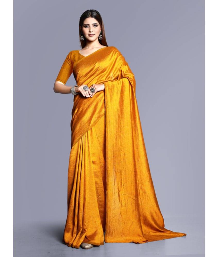 Sitanjali Lifestyle Georgette Solid Saree With Unstitched Blouse Piece ( Yellow ) Sitanjali Lifestyle Georgette Solid Saree With Unstitched Blouse Piece ( Yellow )