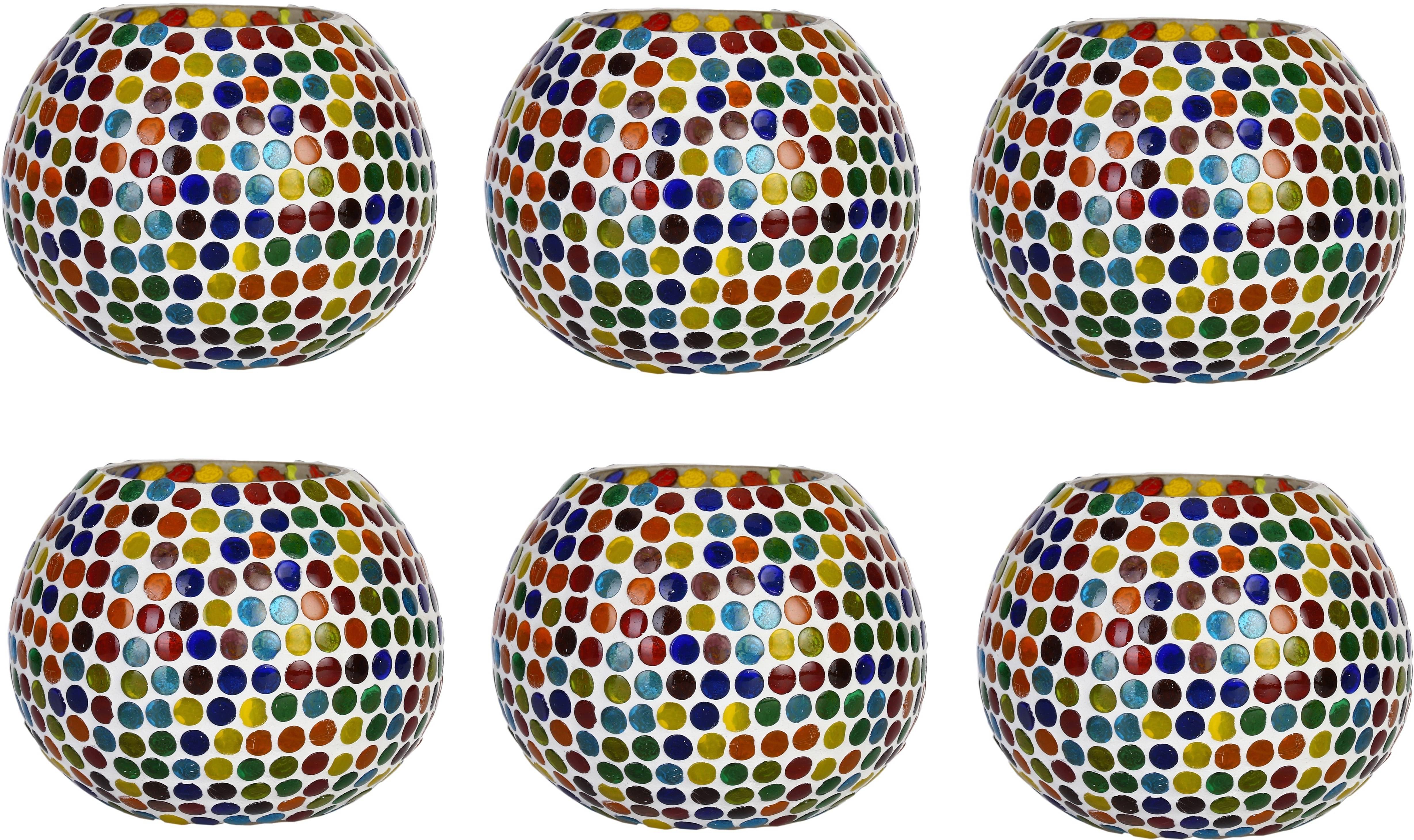     			Somil Multicolour Table Top Glass Tea Light Holder - Pack of 6