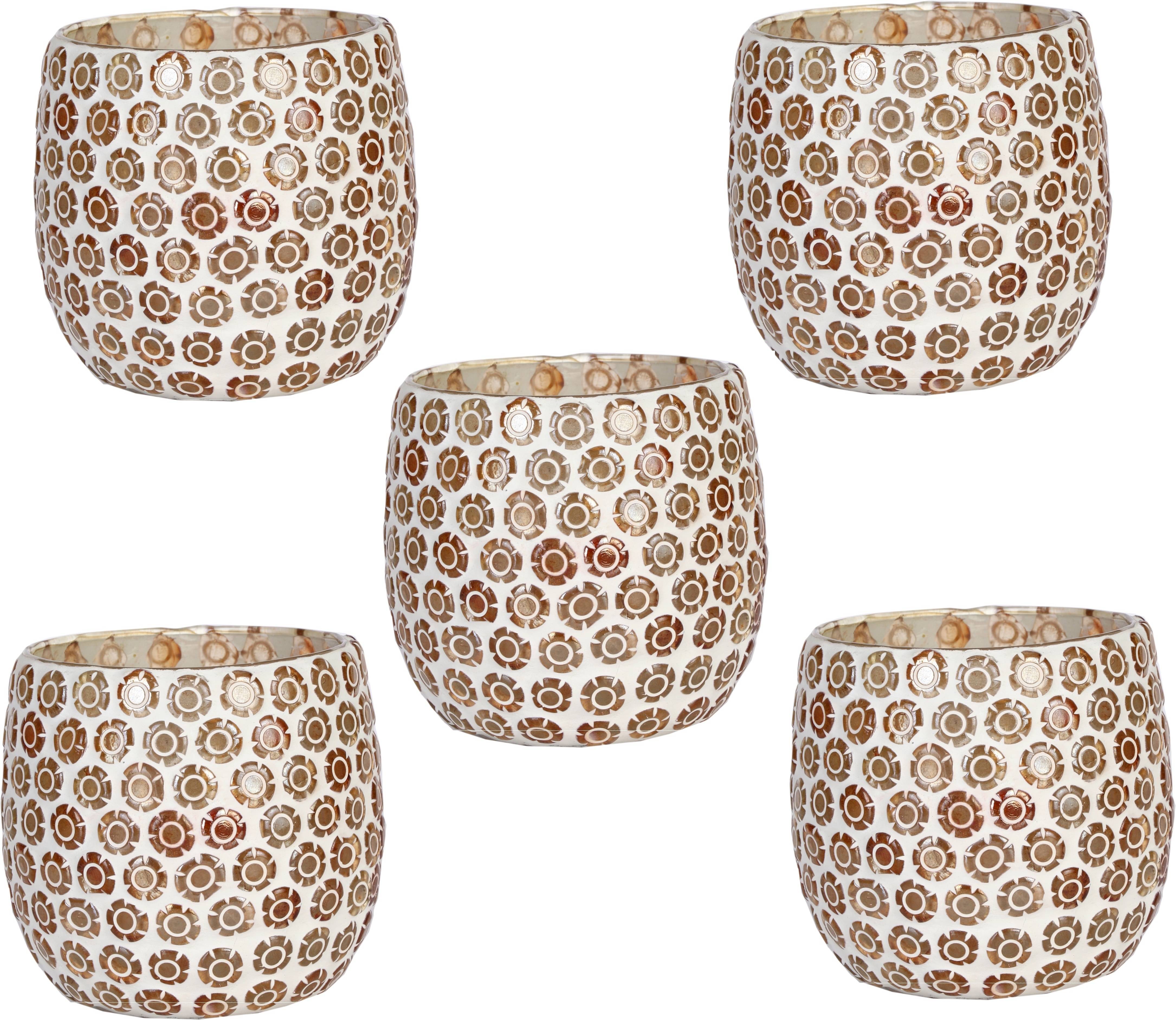     			Somil Multicolour Table Top Glass Tea Light Holder - Pack of 5