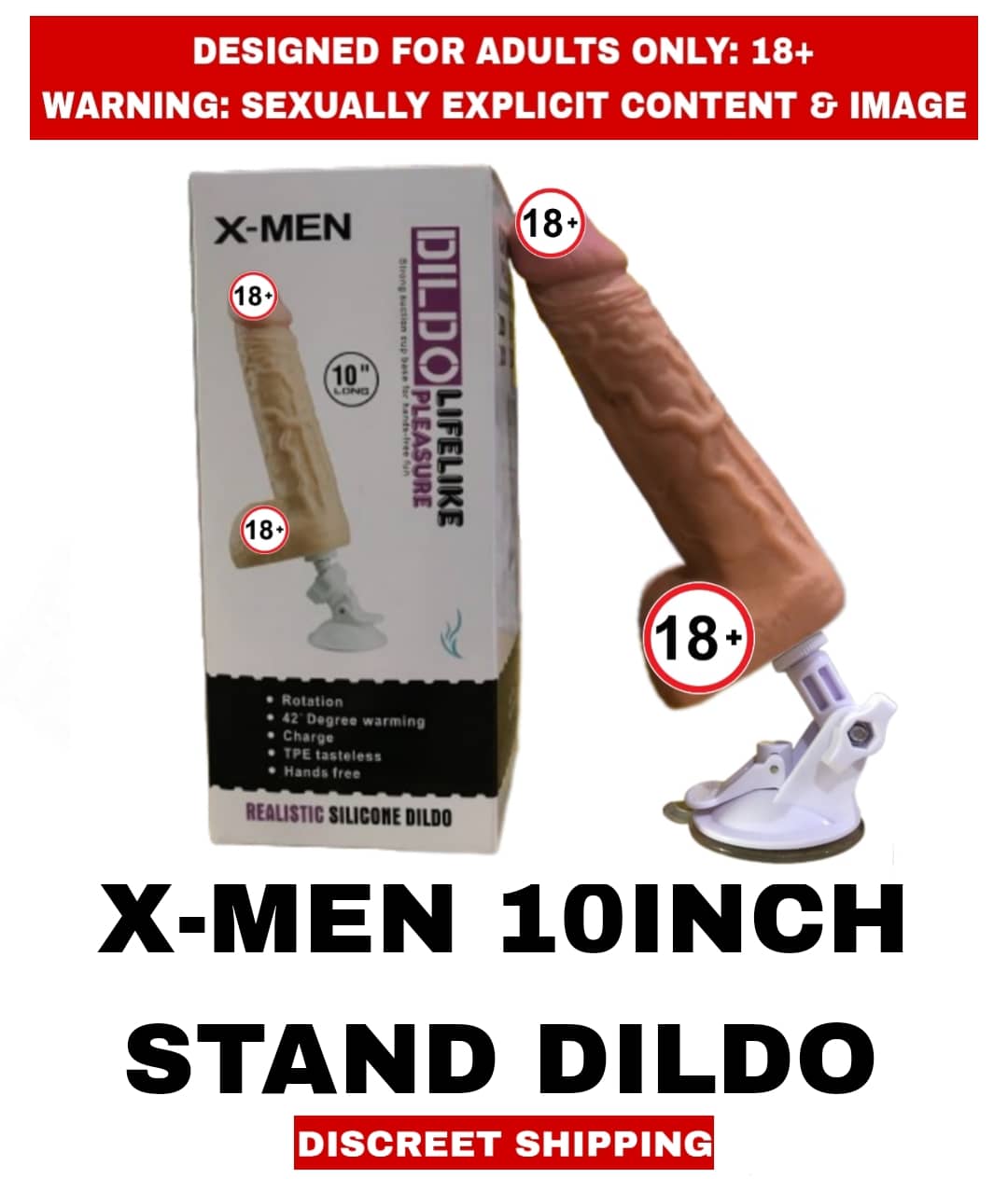 X-MEN STRONG STAND SUCTION CUP 10inch ROTAION G-Spot REALISTIC VIBRATOR DILDO For Women
