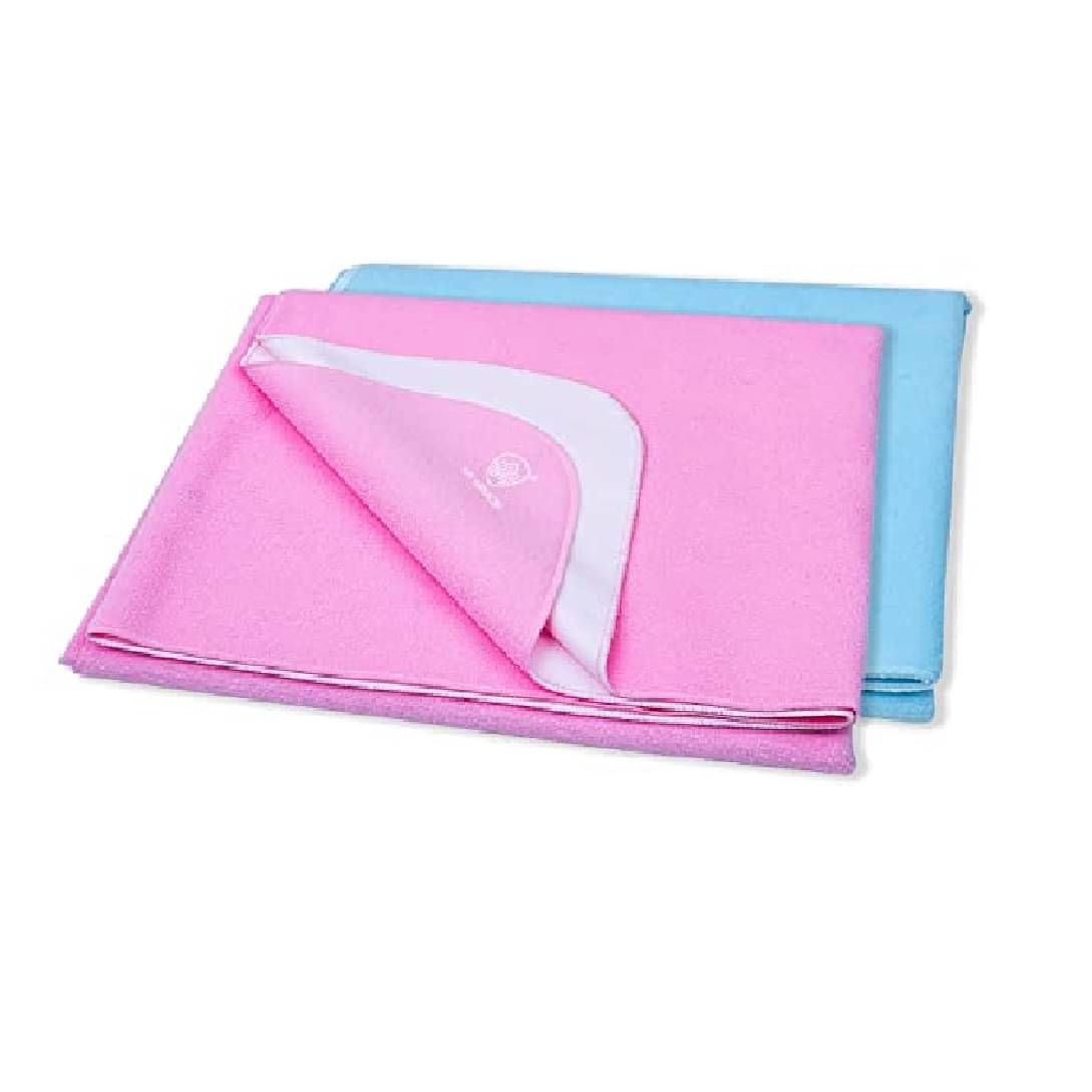 AURAPURO Baby Dry Sheet/Mattress Protector (Waterproof/Quick Drying/Extra Absorbent/Reusable) - Pack of 2 (Small (50cm x 70cm), Pink & Sky Blue) AURAPURO Baby Dry Sheet/Mattress Protector (Waterproof/Quick Drying/Extra Absorbent/Reusable) - Pack of 2 (Small (50cm x 70cm), Pink & Sky Blue)