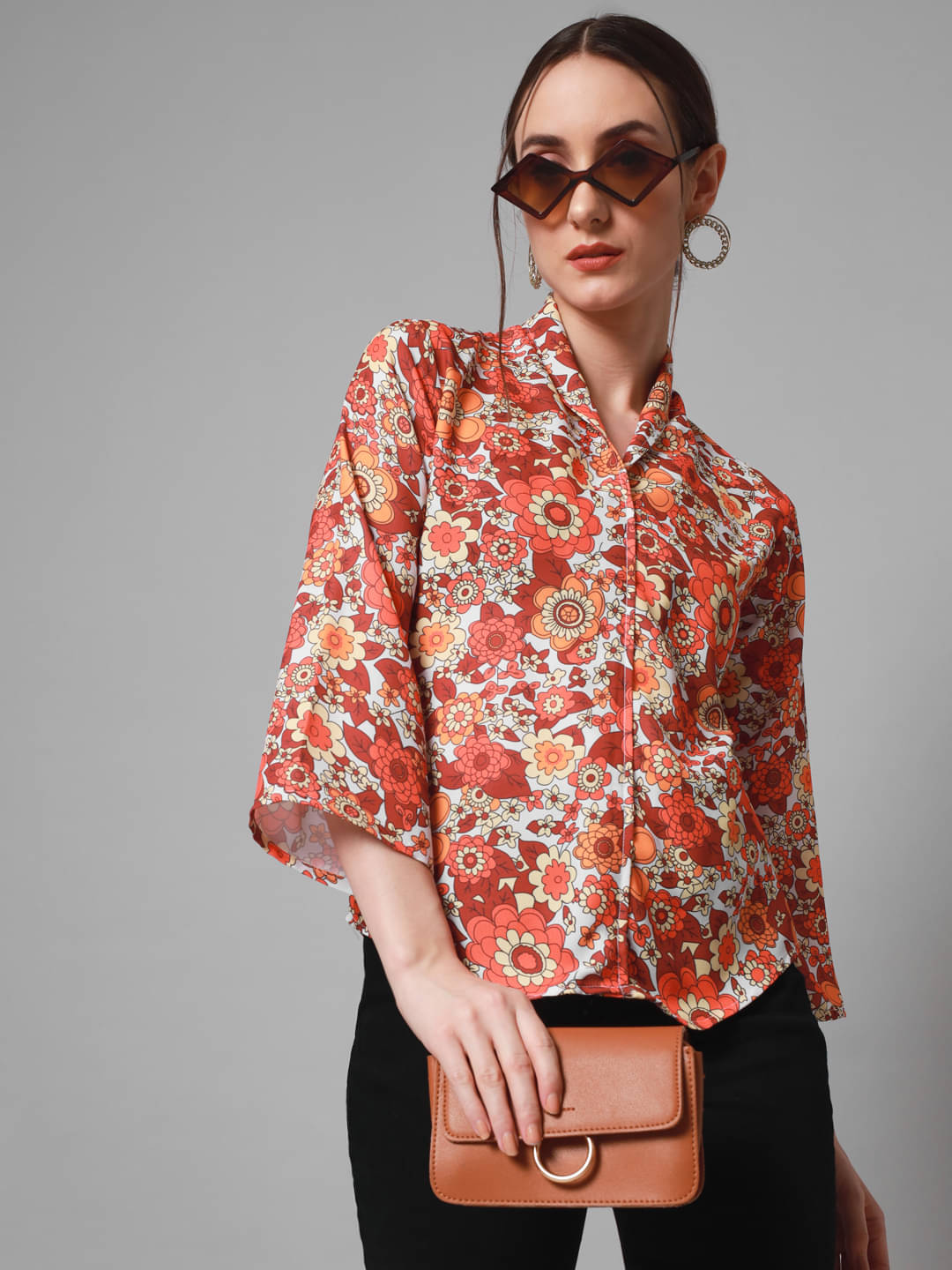Addyvero Women's Polyester Regular Top ( Orange ) Addyvero Women's Polyester Regular Top ( Orange )