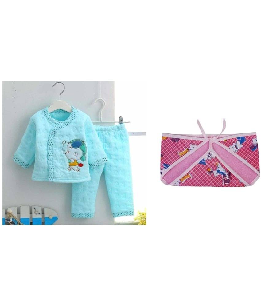     			Baby's Cotton Winter Wear Warm 2 Pieces Shirt and Pyjama Set