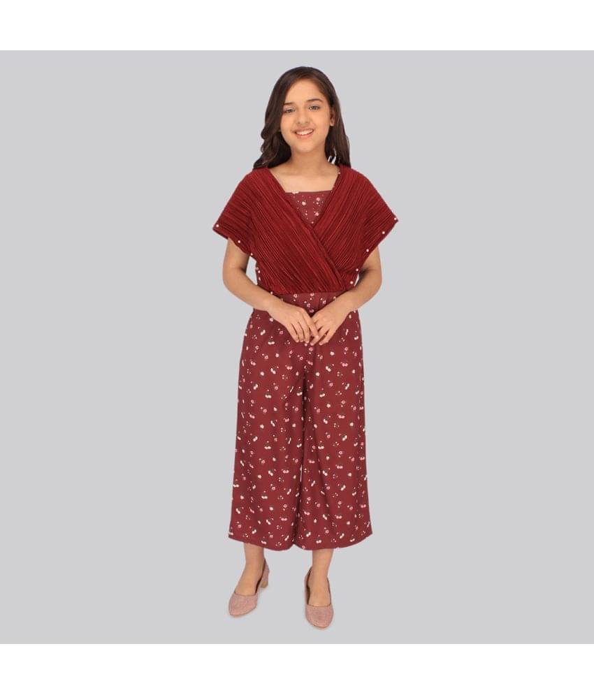     			Cutecumber Girls Georgette Jumpsuit ( Pack of 1 , Maroon )