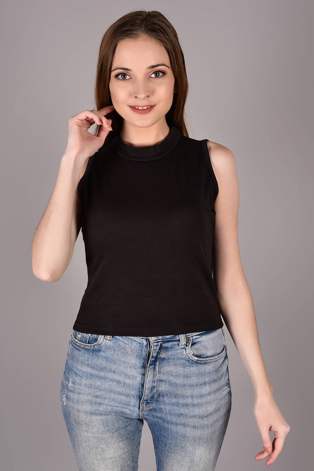 Fabric Falcon Women's Polyester Crop Top ( Black )