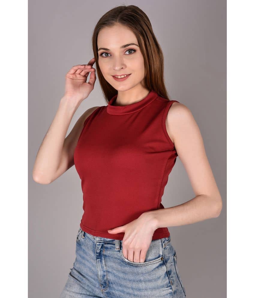 Fabric Falcon Women's Polyester Crop Top ( Maroon )