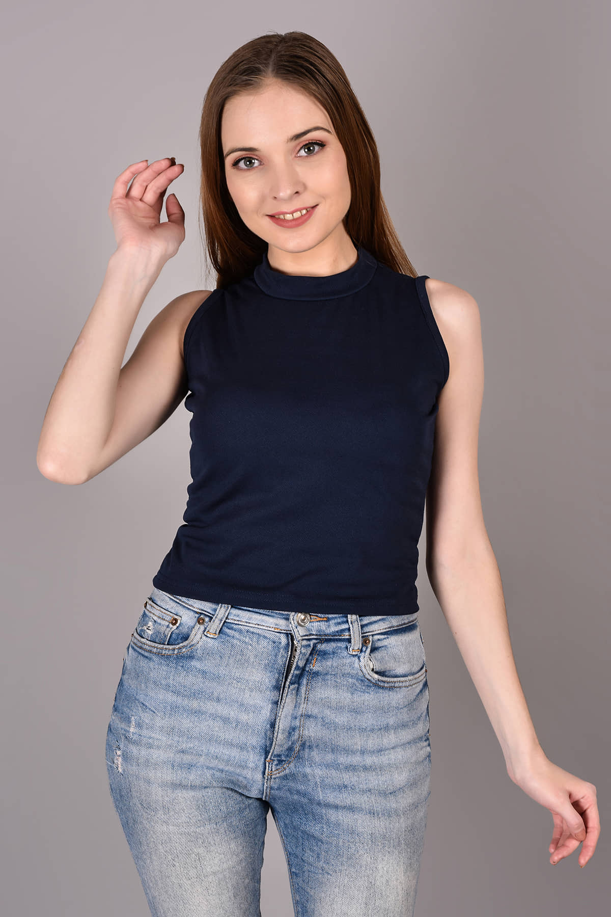 Fabric Falcon Women's Polyester Tank Top ( Navy Blue )