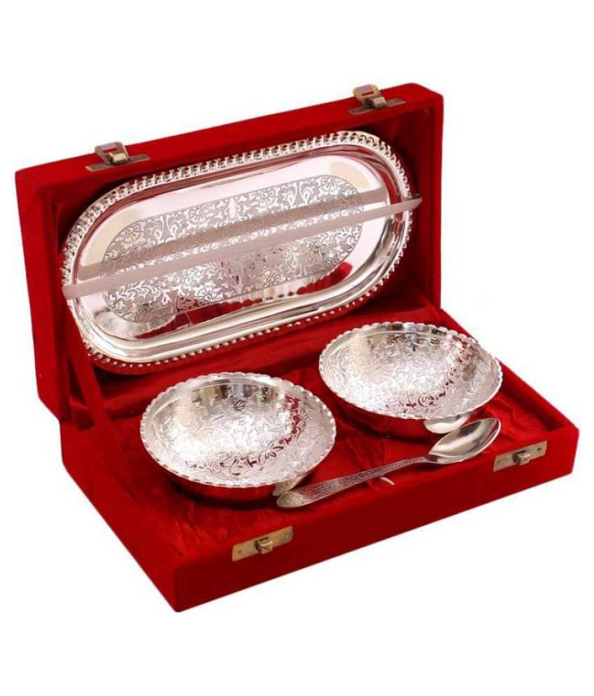     			Urban hemlet German Silver Plated Gift Bowl & Tray Set