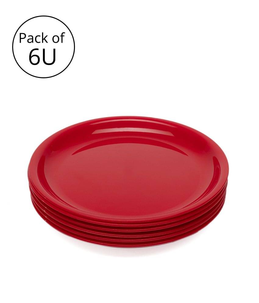 Generic Plastic Microwave Safe Quarter Plates, Pack of 6 U, Dia 8inch - Colour Red Generic Plastic Microwave Safe Quarter Plates, Pack of 6 U, Dia 8inch - Colour Red