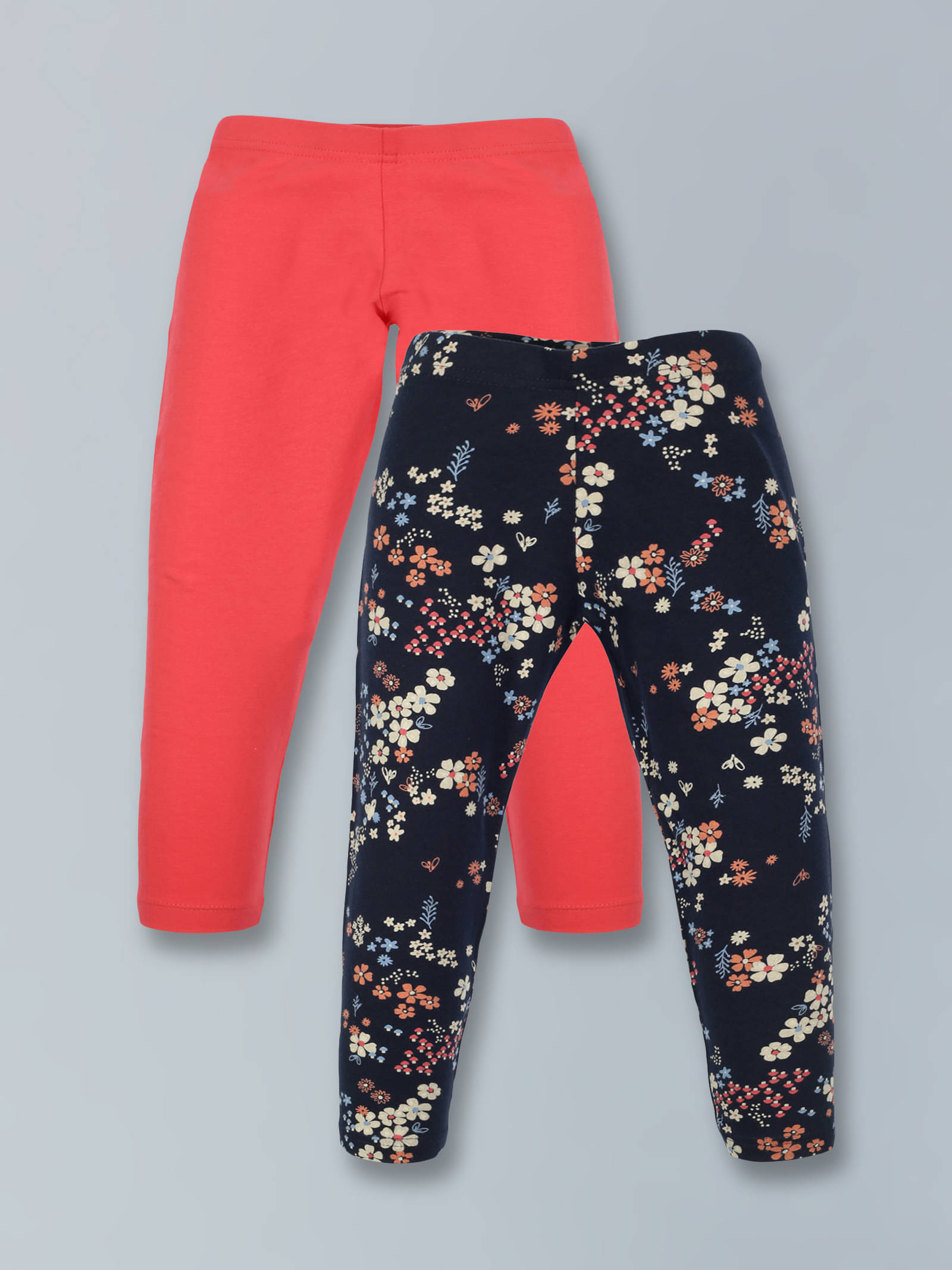    			PLUM TREE - Navy Cotton Spandex Girls Leggings ( Pack of 2 )
