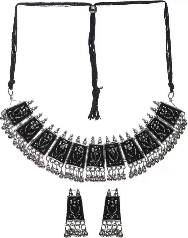 PUJVI - Black Alloy Necklace Set ( Pack of 1 )