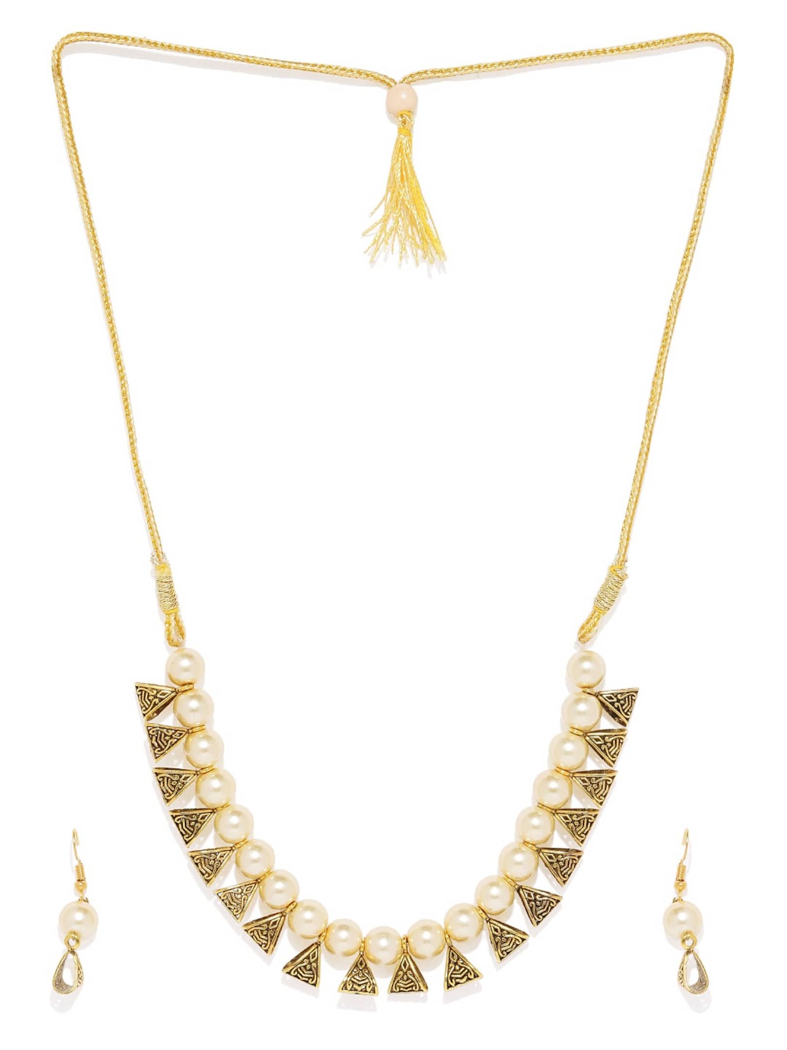 PUJVI - Golden Alloy Necklace Set ( Pack of 1 )