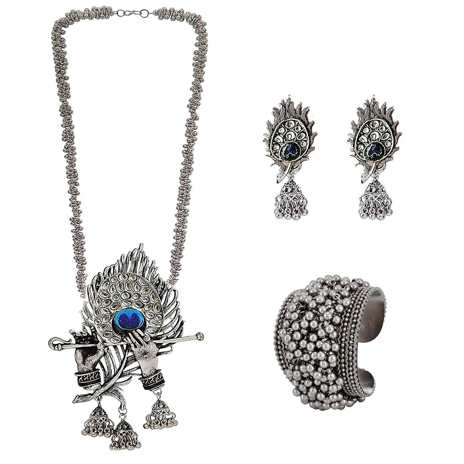 PUJVI - Silver Alloy Necklace Set ( Pack of 1 )