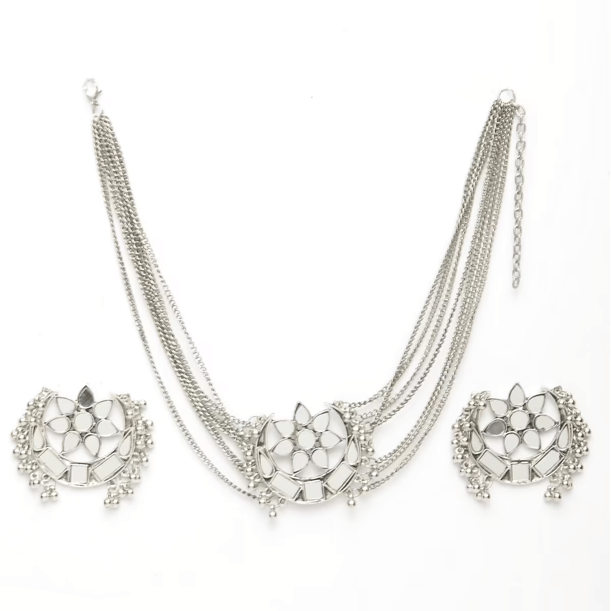     			PUJVI - Silver Alloy Necklace Set ( Pack of 1 )