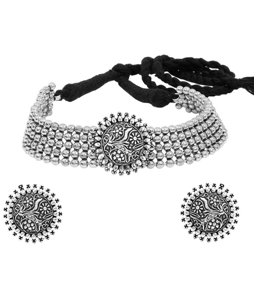 PUJVI - Silver Alloy Necklace Set ( Pack of 1 )