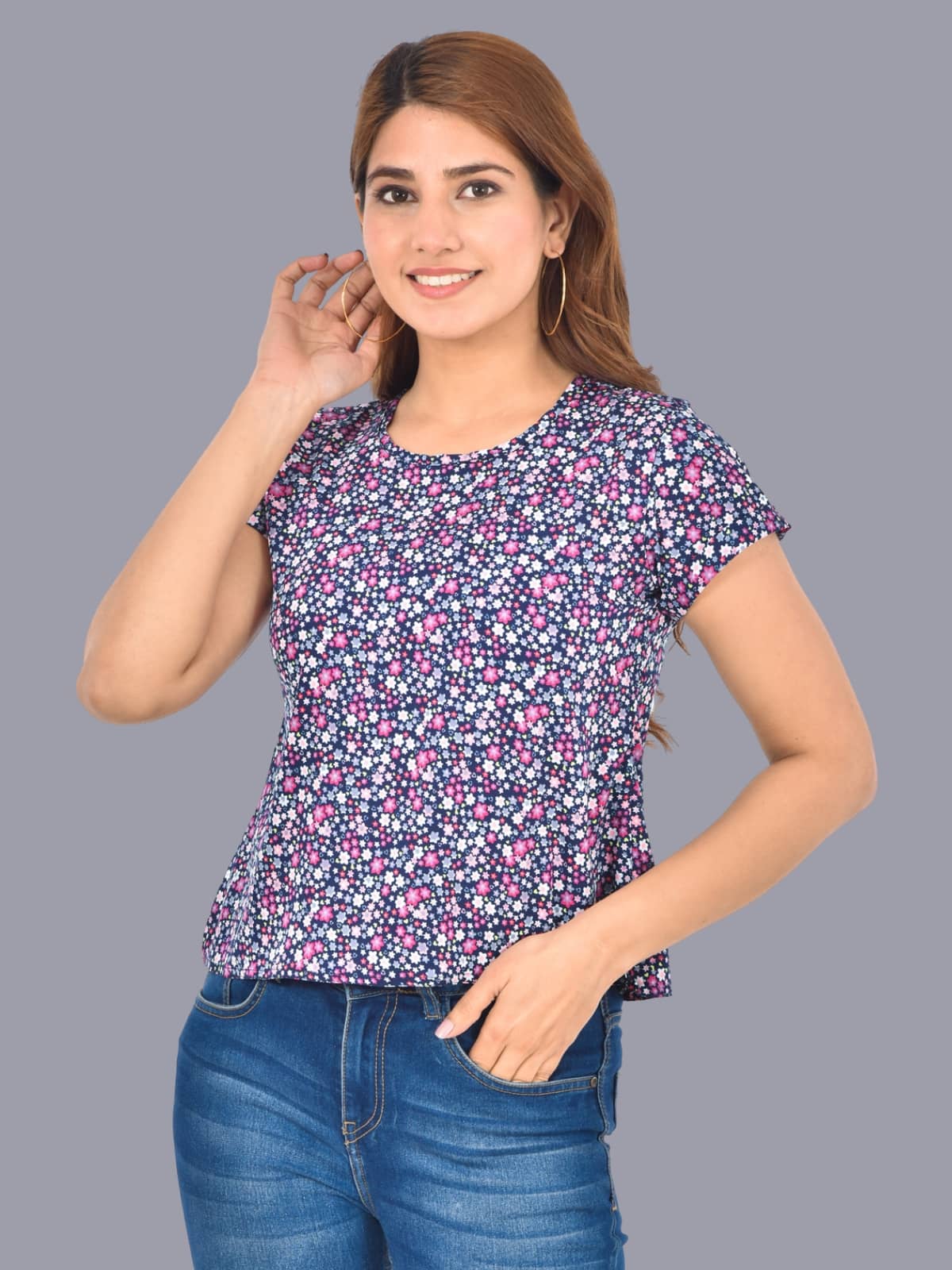 QuaClo Women's Cotton Regular Top ( Multi Color )