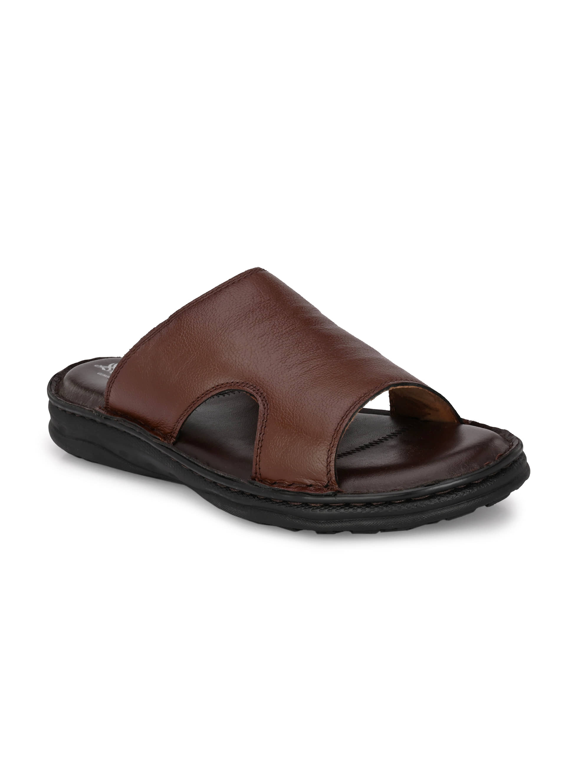 SHENCES - Black Men's Leather Slipper