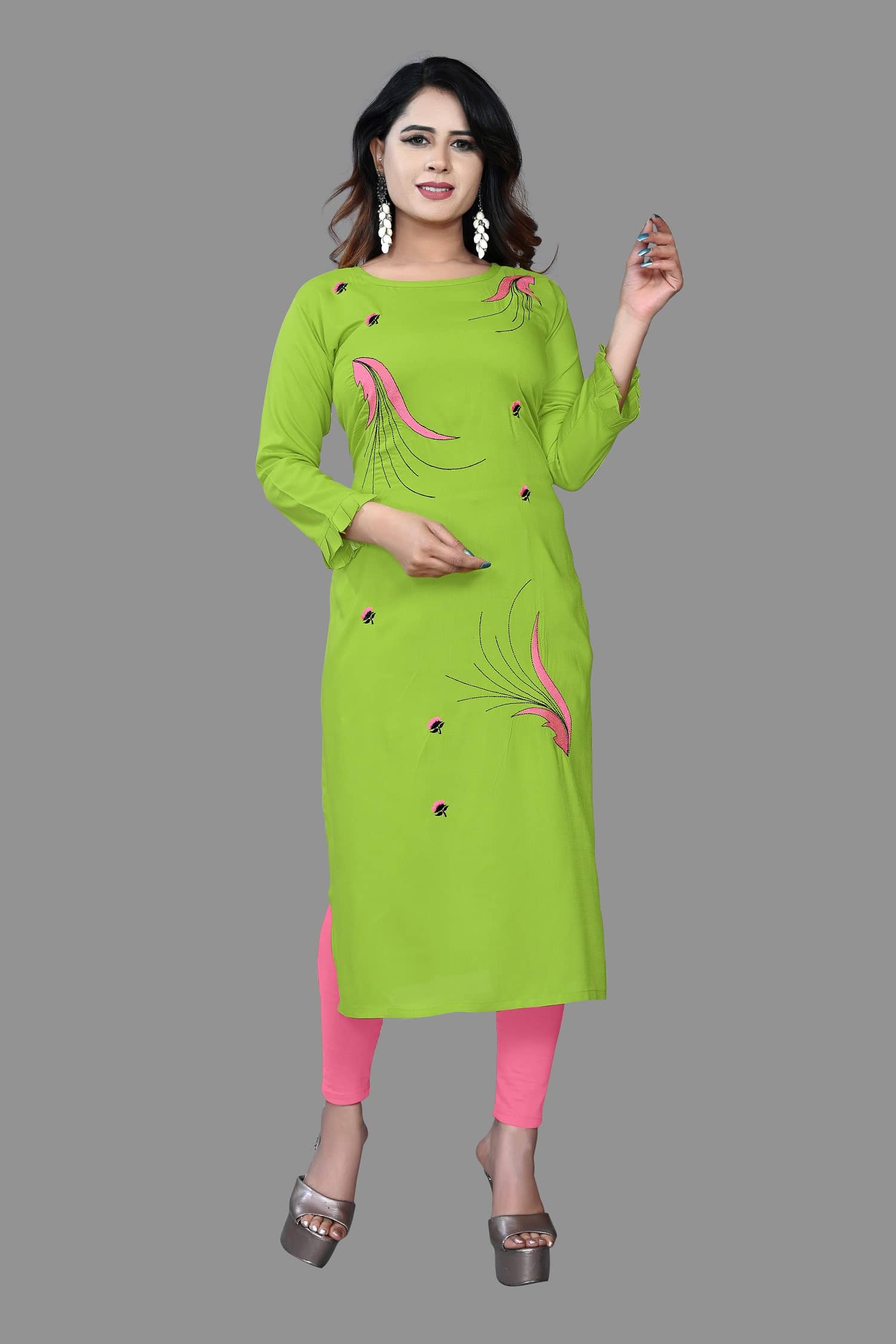 haya fashion - Lime Green Rayon Women's Straight Kurti ( Pack of 1 ) - Kurtis, Tunics | Buy online on ZillyBuy