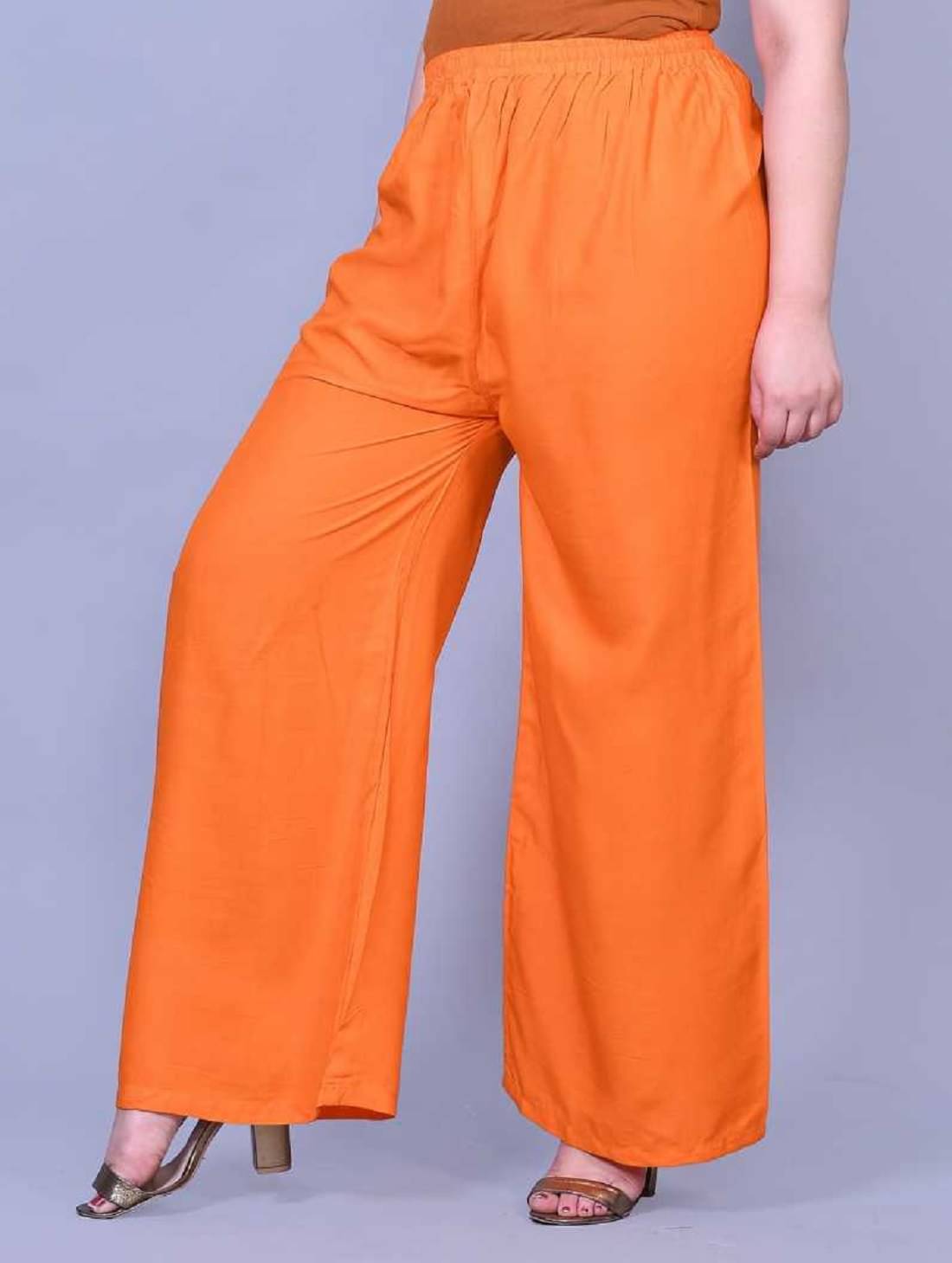 shri hub - Orange Rayon Women's Palazzo ( Pack of 1 ) shri hub - Orange Rayon Women's Palazzo ( Pack of 1 )