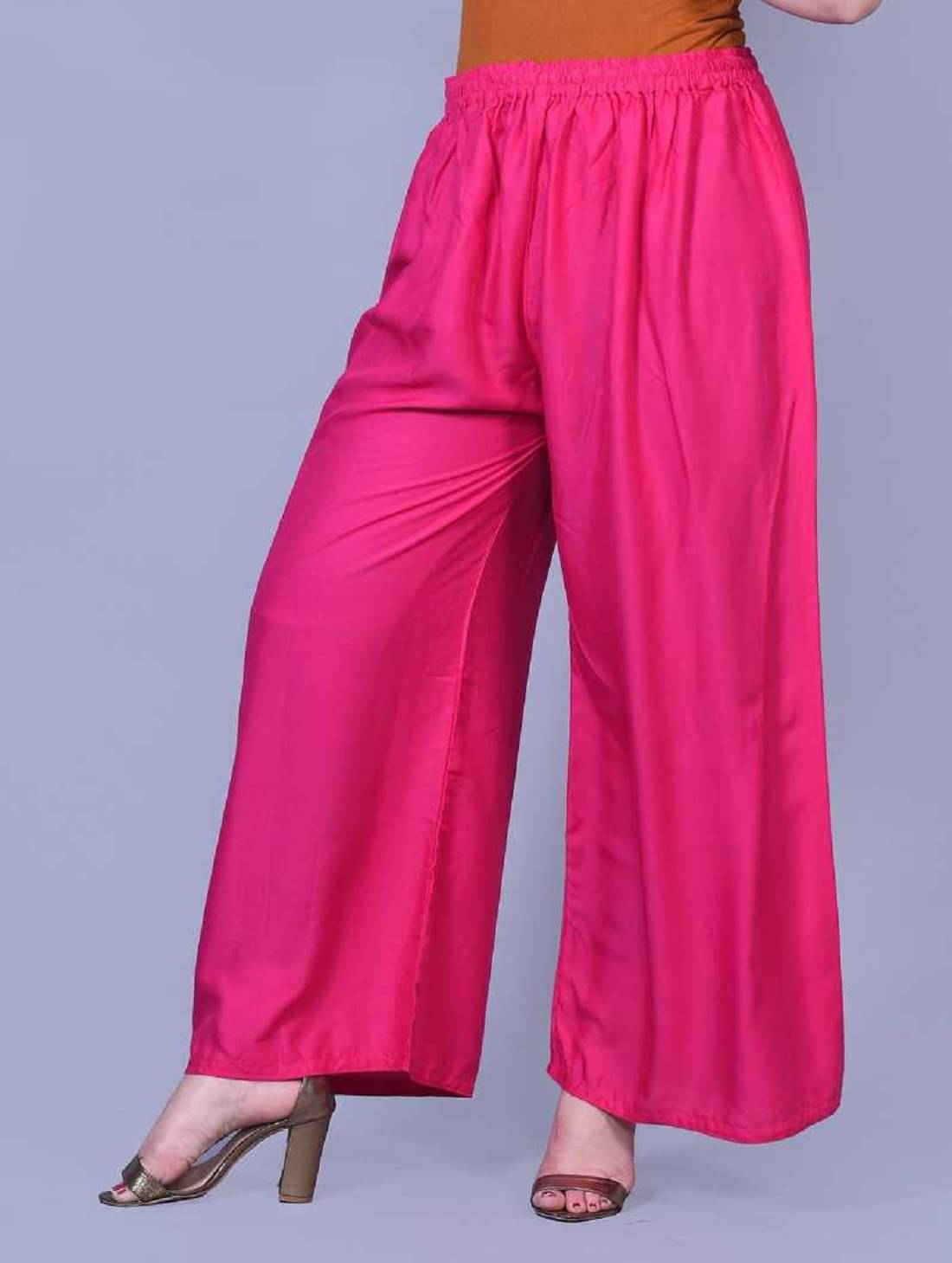 shri hub - Pink Rayon Women's Palazzo ( Pack of 1 ) shri hub - Pink Rayon Women's Palazzo ( Pack of 1 )