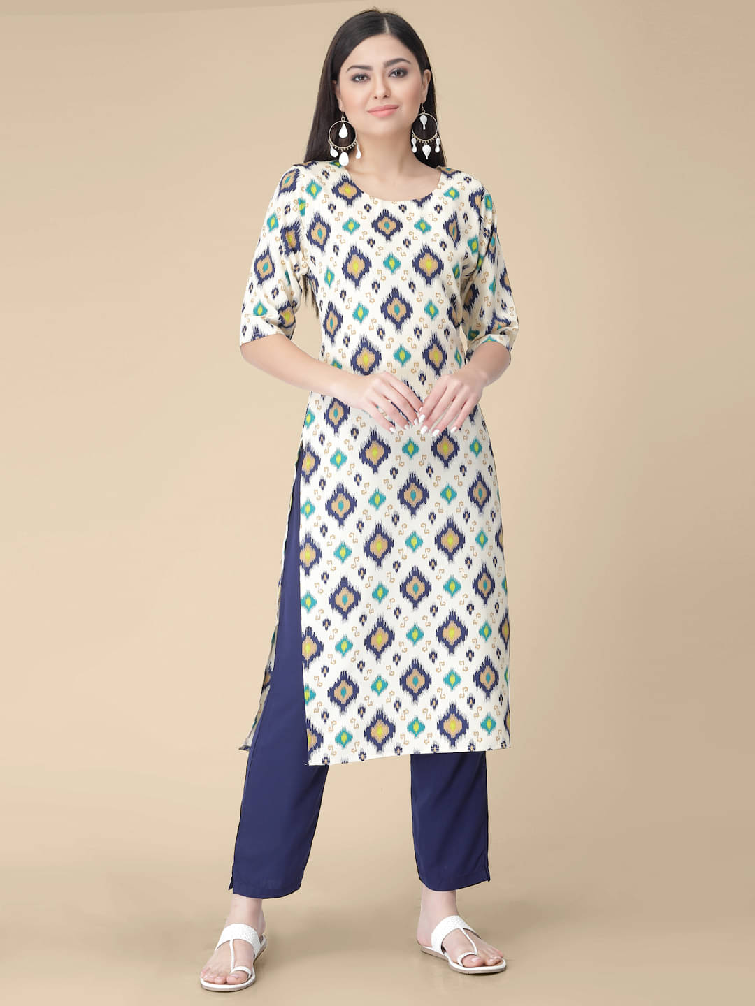 1 Stop Fashion - Multicolor Crepe Women's Straight Kurti ( Pack of 1 ) 1 Stop Fashion - Multicolor Crepe Women's Straight Kurti ( Pack of 1 )